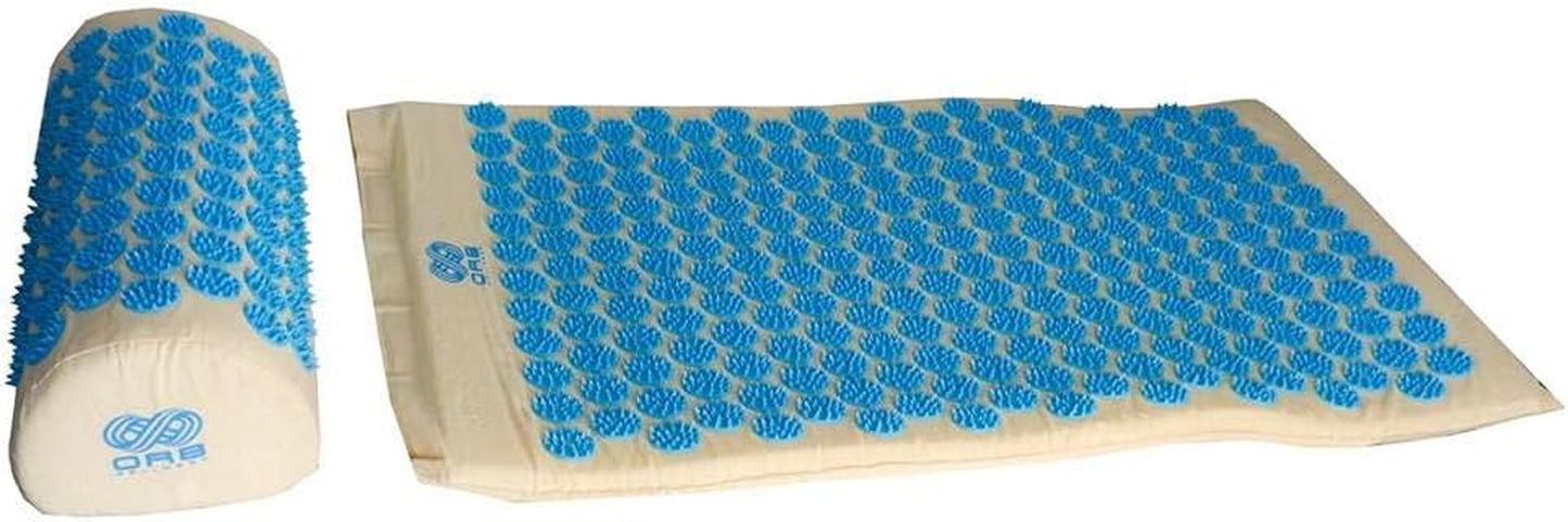 Acupressure Mat & Pillow Set for Pain Relief Stress Relief and Relaxation Therapy for Back and Neck Pain Massage Mat with Carry Bag Blue