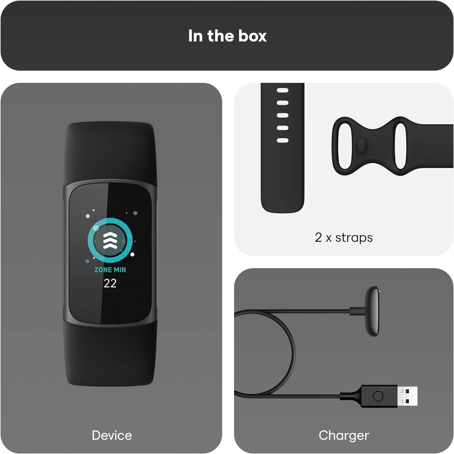 Charge 5 Activity Tracker with 6-Months Premium Membership Included, up to 7 Days Battery Life and Daily Readiness Score, Black / Graphite Stainless Steel