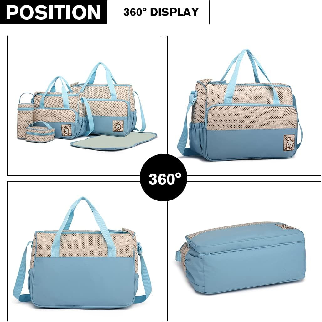 Totes 5Pcs Baby Nappy Changing Multifunction Diaper Messenger Hospital Maternity Polyester Bag Set