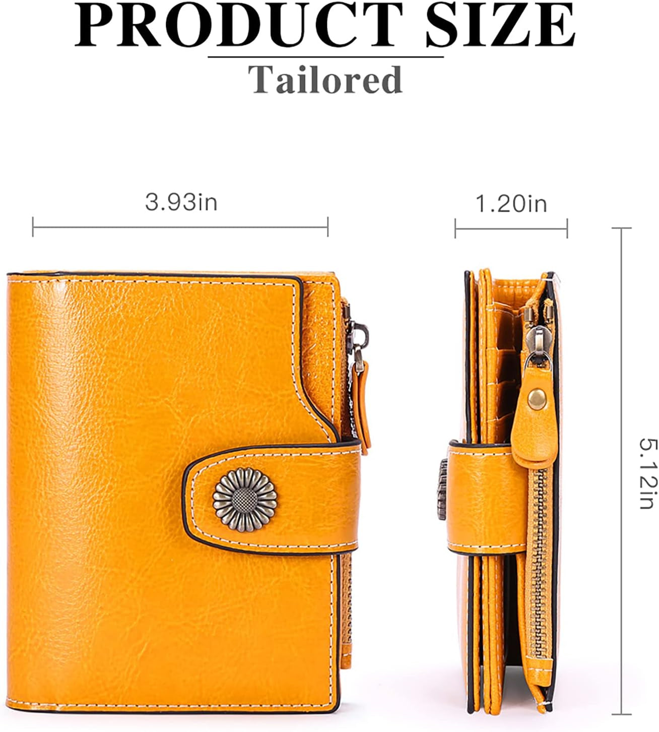 Small Women Wallet Genuine Leather RFID Blocking Bifold Small Purse with Zipper Pocket