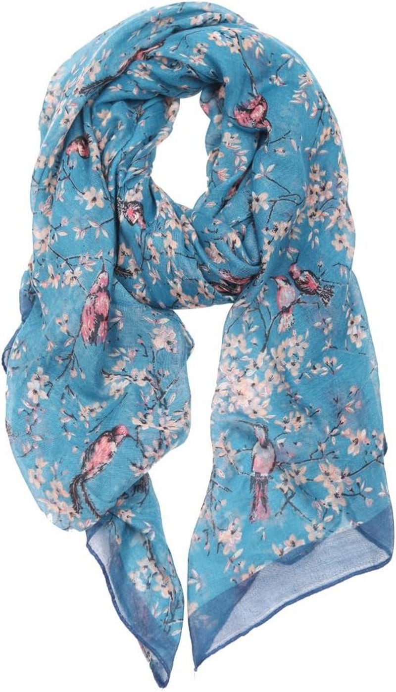 Ladies Women'S Fashion Bird Print Long Scarves Floral Neck Scarf Shawl Wrap Gifts for Women