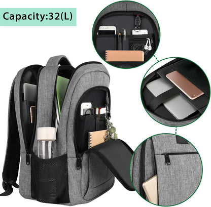 Travel Laptop Backpack, Work Bag Lightweight Laptop Bag with USB Charging Port, anti Theft Business Backpack, Water Resistant School Rucksack Gift for Men and Women, Fits 15.6 Inch Laptop, Grey