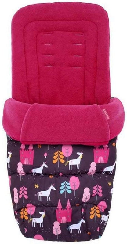 Universal Footmuff – Cosy Toes, All Season Luxury Quilted Pram, Pushchair, Stroller Liner Liner, Washable, with Kangaroo Pouch for Hands, (Unicorn Land)