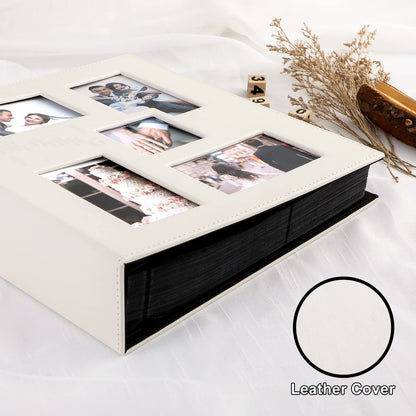 Wedding Photo Album 6X4, Leather Picture Album Holds 500 Landscape and Portrait 10X15Cm Photos White