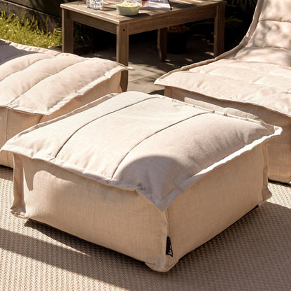 Vita Bean Bag Footstool, Natural, Indoor Outdoor Pouffe with Water Resistant Fabric, Large Footstool with Filling Included