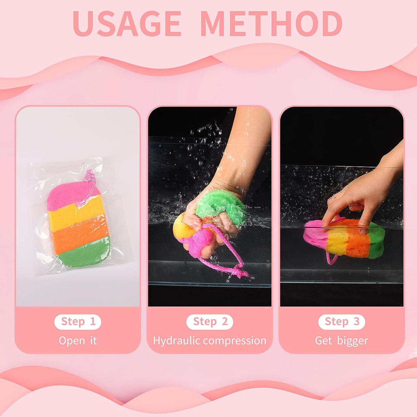 3 Pcs Exfoliating Bath Sponges for Shower, Sponge Loofah Soft Bathing for Body Wash Bathroom Vivid Colors Bathing Accessories…