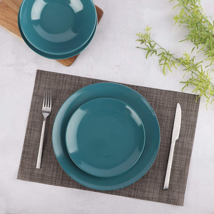 18-Piece Stoneware Dinnerware Set - Deep Teal, Service for 6