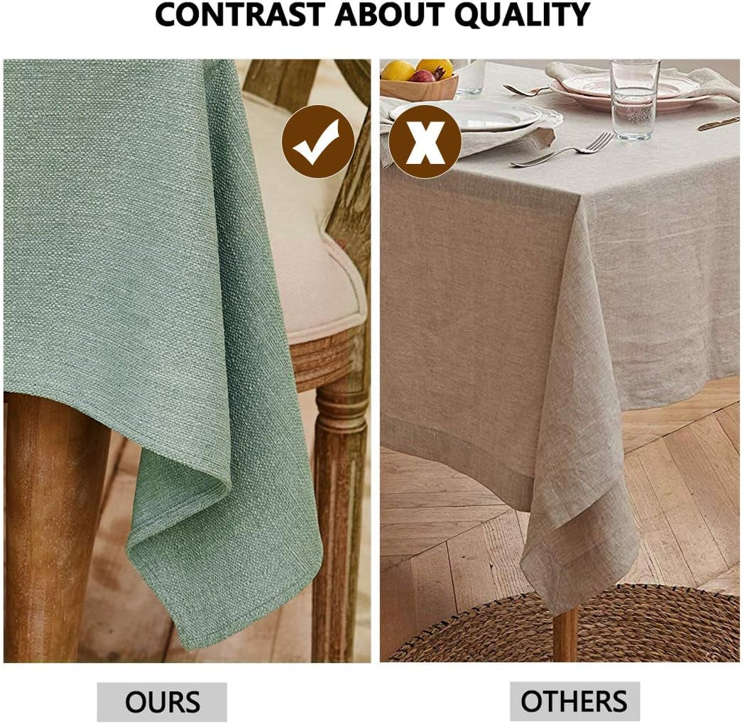 Rectangular Tablecloth Faux Linen Waterproof and Wrinkle Resistant Oblong Decorative Table Cloth for Kitchen Dining Party Buffet (Celadon Green, 145 X 215Cm)