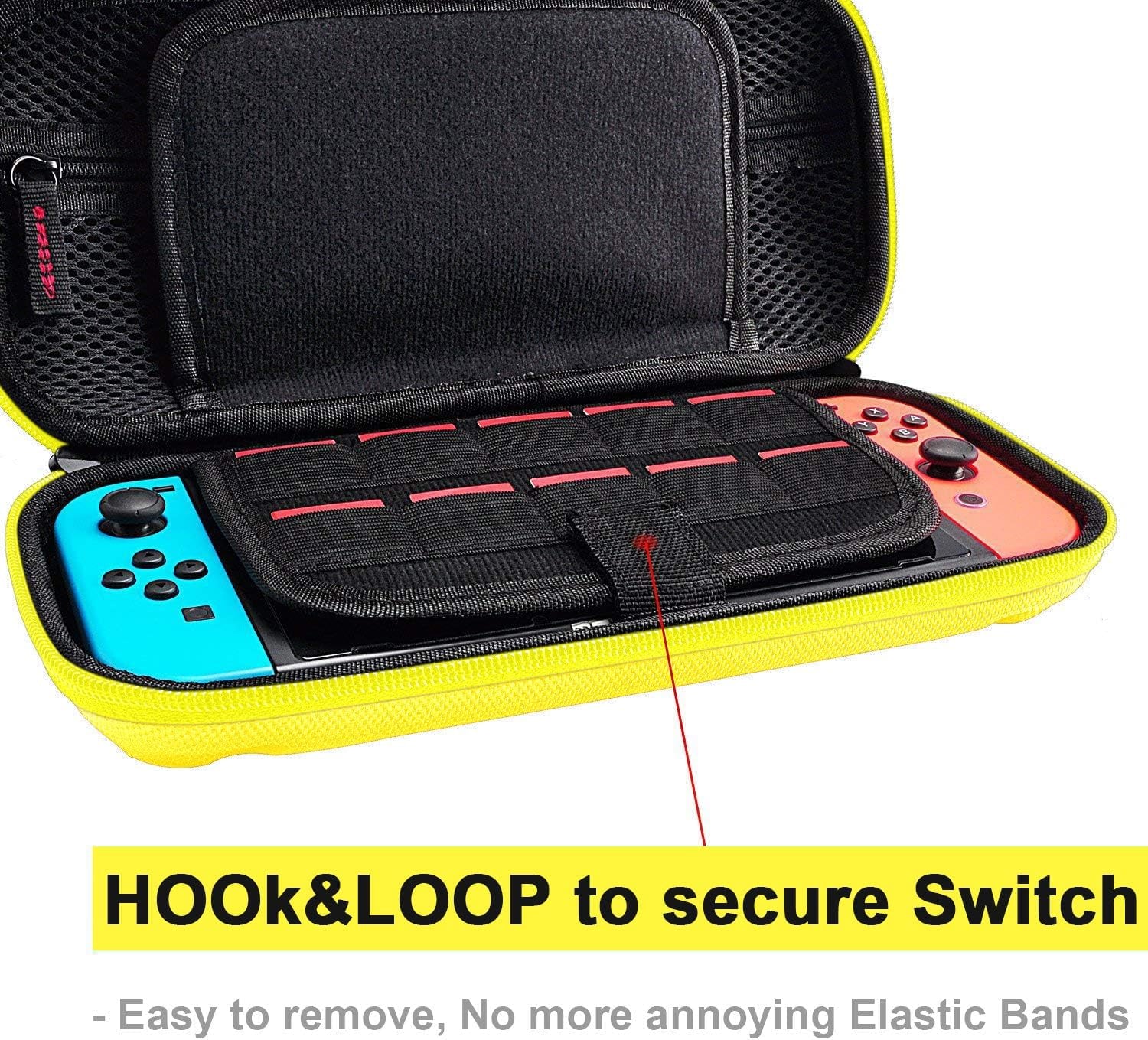 Switch Case Compatible with Nintendo Switch/Switch OLED - Carrying Case with 20 Game Cartridges, Protective Hard Shell Travel Case Pouch for Nintendo Switch Console & Accessories (Yellow)