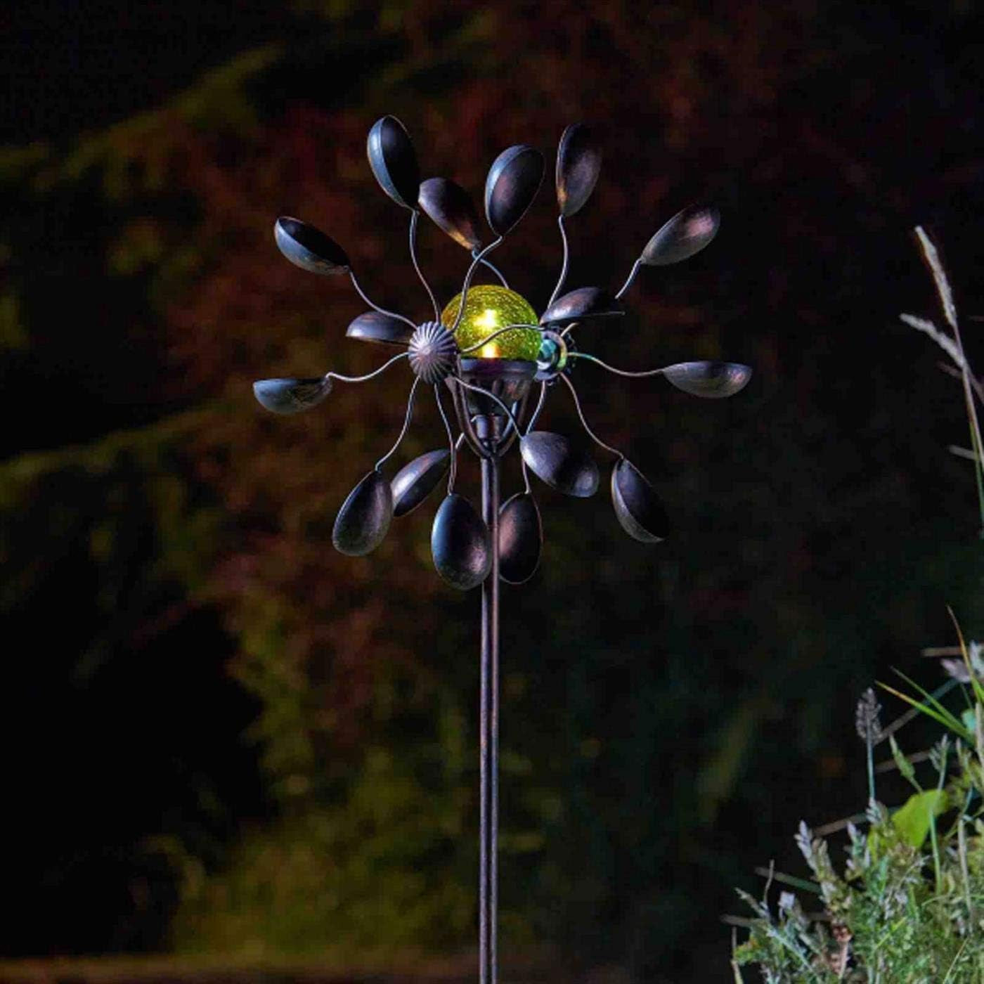 Gemini Wind Spinner W/Solar Crackle Globe