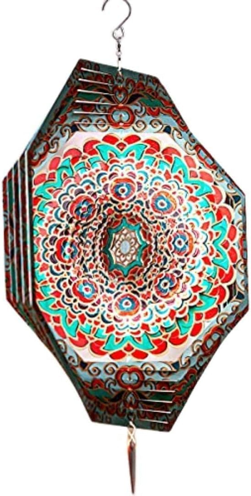 Wind Spinner Mandala Mystique 30Cm (12Inches) – 3D Stainless Steel – Laser Cut Metal Art Geometric Pattern - Hanging Wind Spinner, Kinetic Yard Art Decorations - Indoor/Outdoor Decor