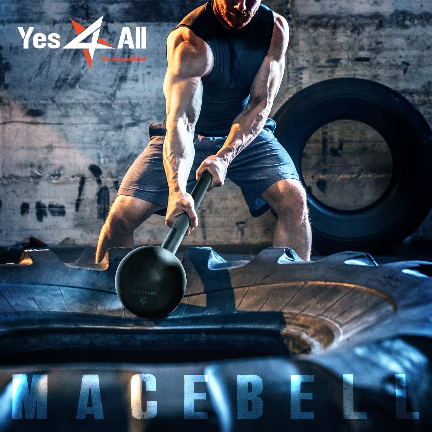 Alloy Steel Mace Macebell, Weighted Bar for Strength Training, Shoulder, Grips & Forearms Workouts - Gym Hammer with Multiple Size