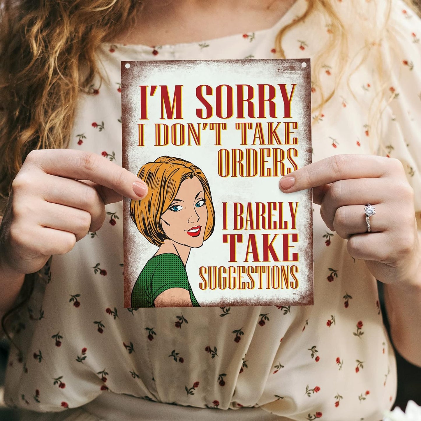 I'M Sorry I Don'T Take Orders I Barely Take Suggestions Sarcastic Wall Quote Plaque Metal Sign Size 15X20Cm