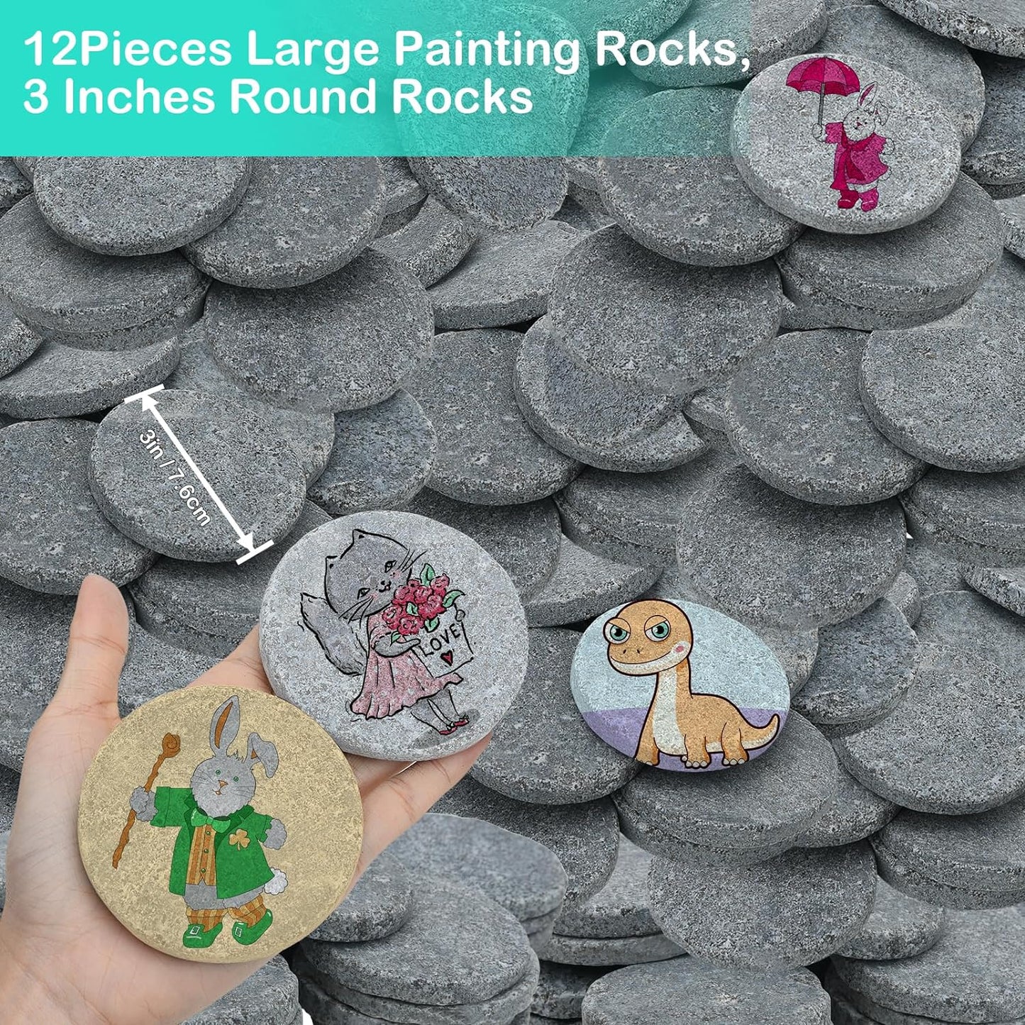 12Pcs 2-3Inch Painting Stone Pebbles Natural Stone for Painting Stone Painting Stone Painting Decoration Stone for Arts and Crafts