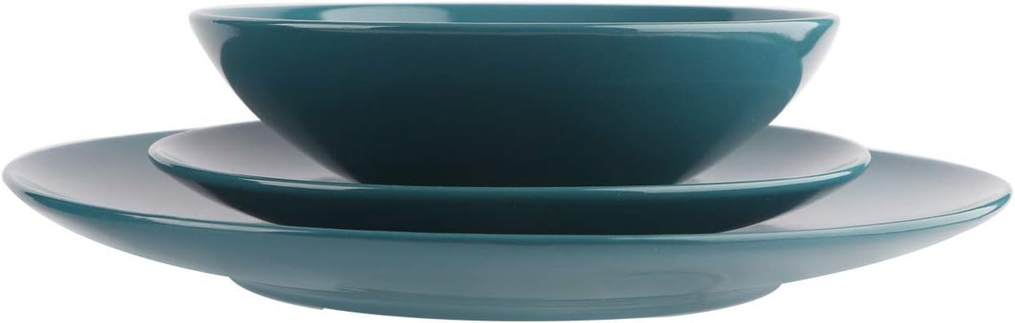 18-Piece Stoneware Dinnerware Set - Deep Teal, Service for 6