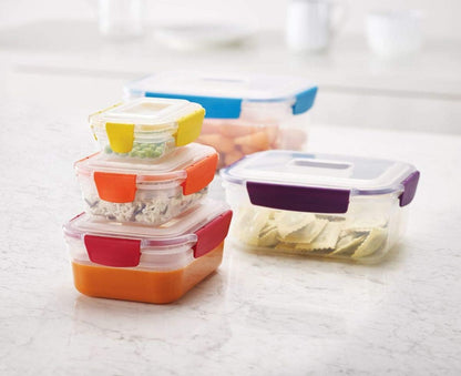 Nest Lock, 5 Piece Plastic Food Kitchen Storage Container Set with Lids, Leak Proof, Airtight, Space Saving, BPA Free- Multicolour