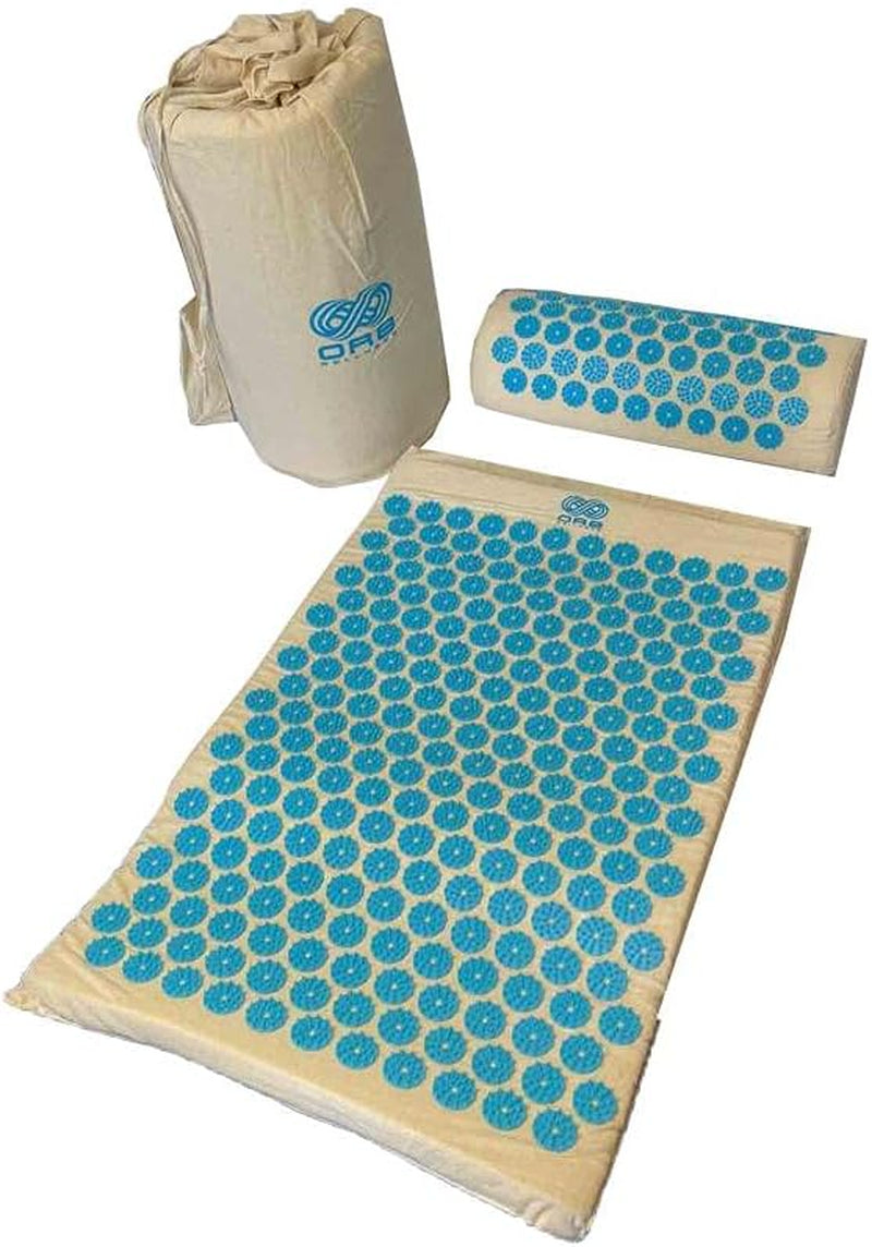 Acupressure Mat & Pillow Set for Pain Relief Stress Relief and Relaxation Therapy for Back and Neck Pain Massage Mat with Carry Bag Blue