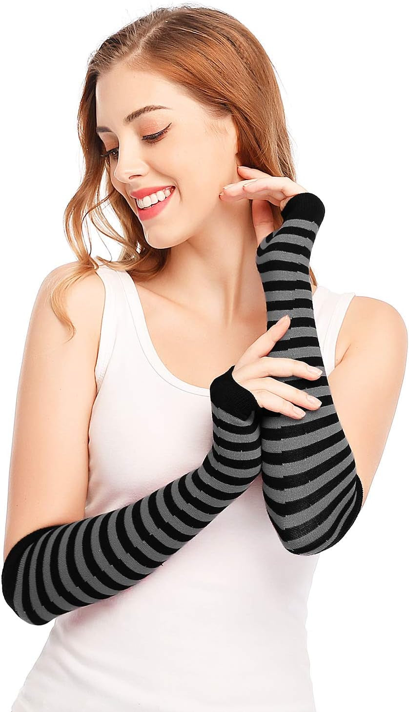 Punk Gothic Rock Long Arm Warmer Fingerless Gloves