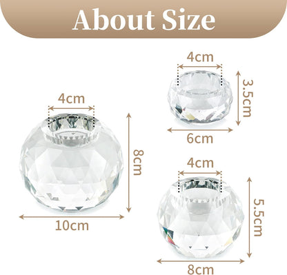 Crystal Ball Tea Light Candle Holder Set of 3, Clear Glass Votive Candle Stands for Home Living Room Dining Table Decor Party Centerpiece Wedding Gift Meditation