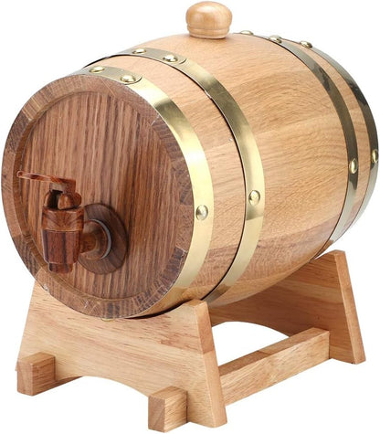 1.5L Oak Aging Barrel, Small Handcrafted Liquor Aging Barrel with Faucet and Stand, Liquor Dispenser, Aging Barrel for Whiskey, Bourbon, Wine, Tequila, Beer, Mixed Cocktail