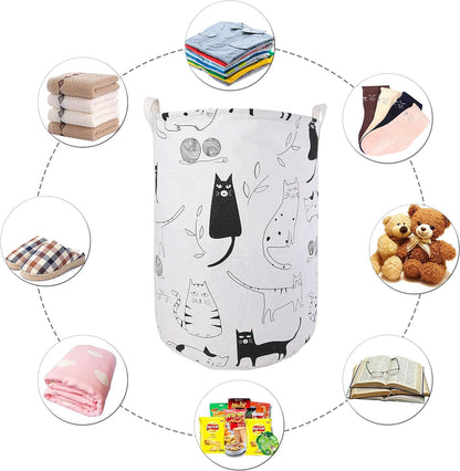 2Pcs 19.7" Laundry Hamper, Collapsible Storage Basket with Easy Carry Handles, Waterproof round Cotton Linen, for Baby Products, Toys, Bedroom Hamper