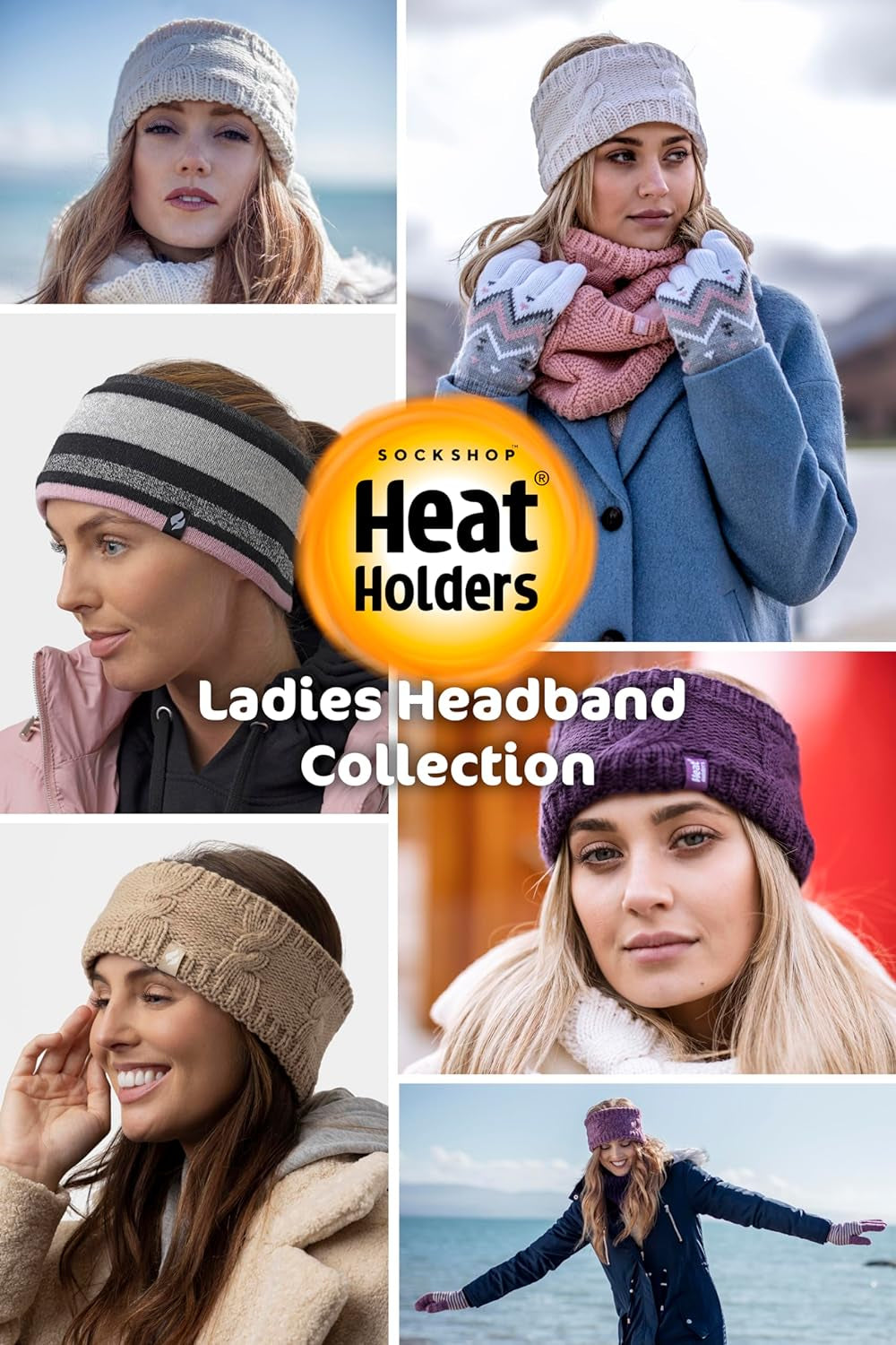 - Ladies Thick Cable Knitted Fleece Lined Thermal Winter Empty Skull Ear Warmer Headband (One Size, Ribbed Cloud Grey)