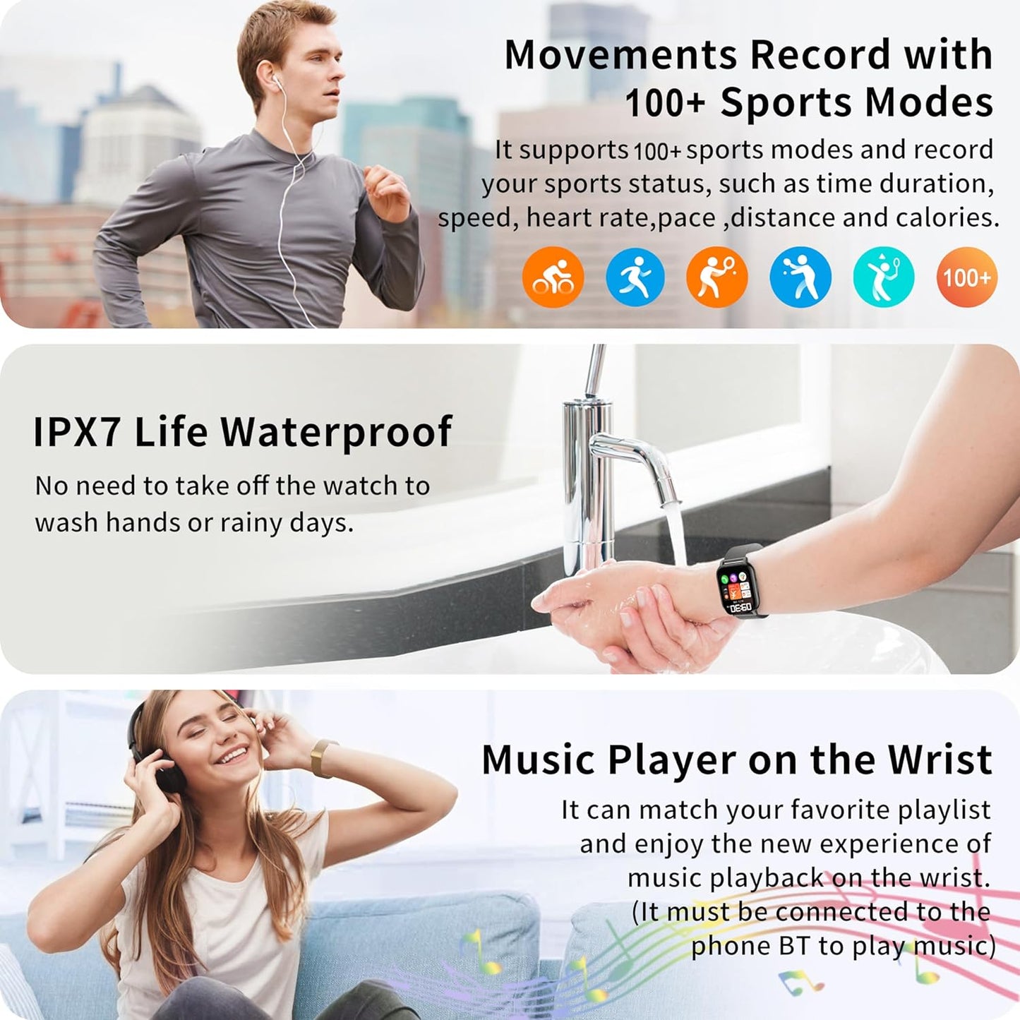 Smart Watch for Women Men Answer/Make Calls, 1.85" Smartwatch 2 Straps & Split Screen, 100+ Sports Fitness Watch with Blood Pressure/Oxygen/Heart Rate Monitor for Ios and Android