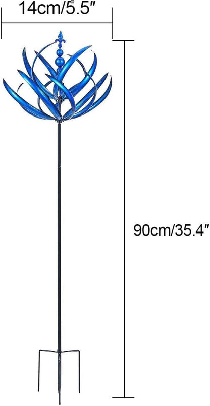 Wind Spinner Unique and Magical Kinetic Sculptures Windmill Wind Powered Garden Decor Gift Spinners Outdoor Metal Large for Yard Lawn Patio Garden Kinetic Sculptures Blue