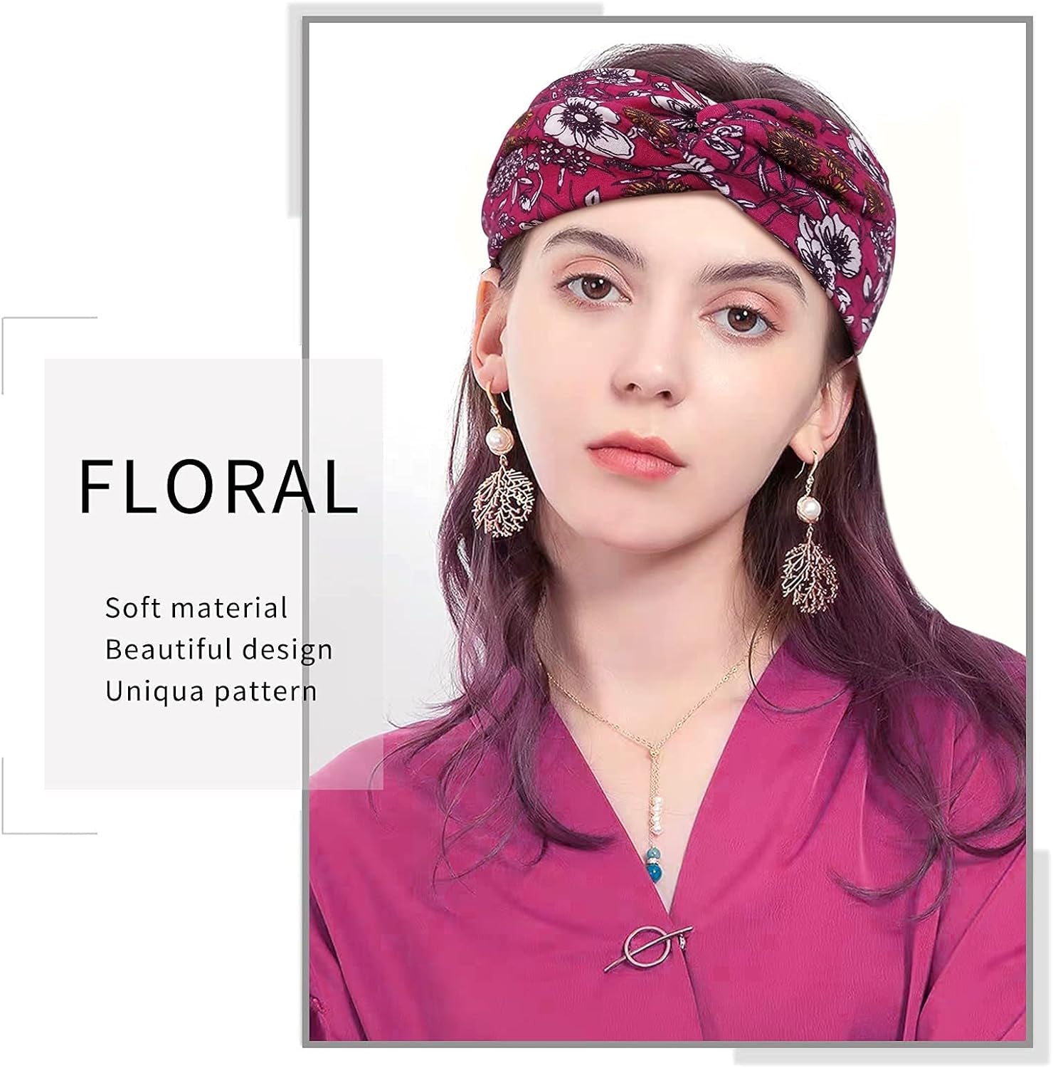 Wide Headbands for Women'S Hair Headband Soft Head Bands Adult Women Hairband Turban Flower Cotton Head Band Everyday Yoga Sport Fitness