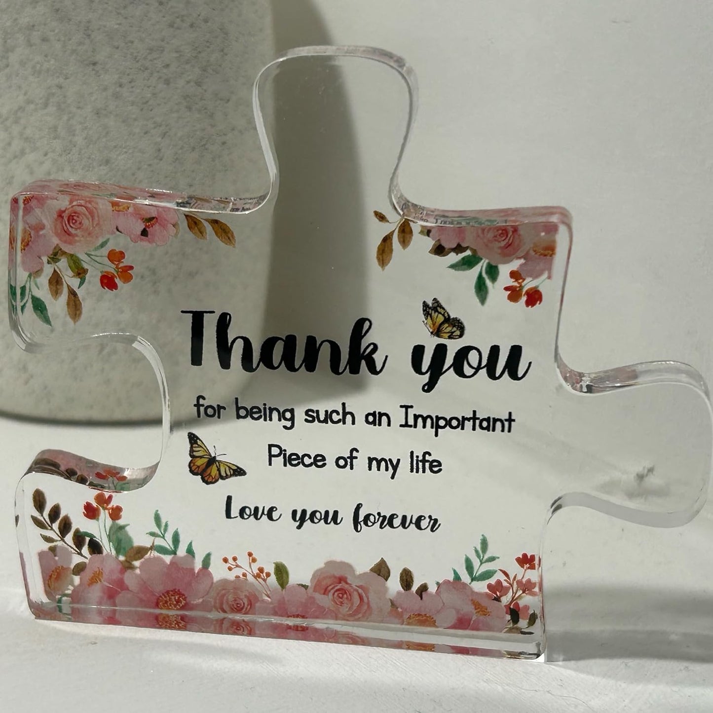 - Glass like Engraved Acrylic Block Novelty Puzzle - Shaped Plaque Block Puzzle Ornament Gift - Thankyou Present for Birthday, Anniversary, Etc (THANK YOU)