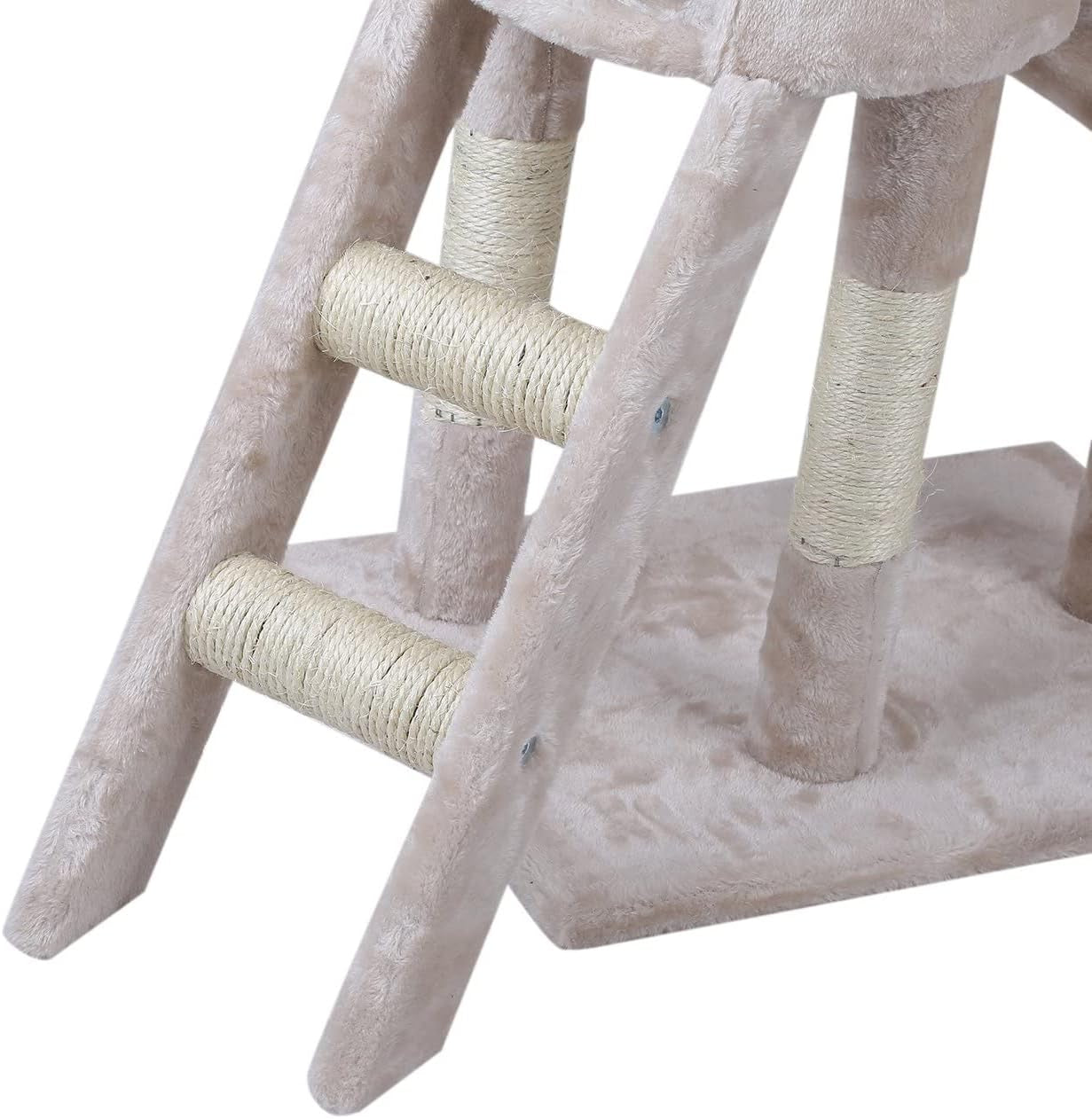 Cat Scratching Post 143 Cm Cat Tree Multi-Level Stable Cat Tower Cat Scratching Post with Bed,Cat Bed Cat Climbing Frame with Ladder,Pet Activity Furniture Play House for Indoor Cats,Beige