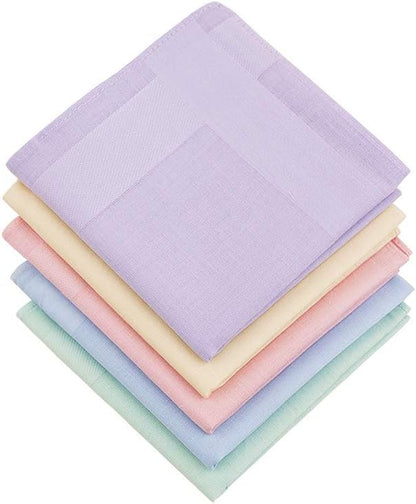 Ladies 100% 60S Cotton Handkerchiefs Womens Soft Solid Candy Color Hankies for Wedding Party 5/10 Pieces 16X16/40X40Cm