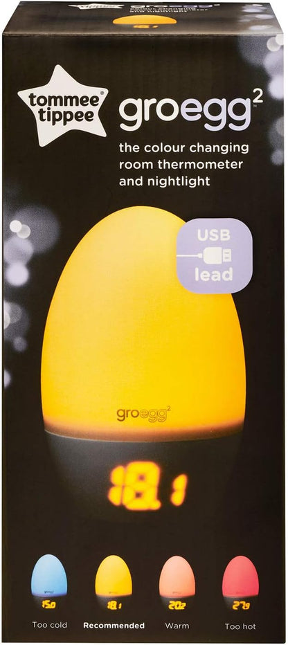 Groegg2 Digital Colour Changing Room Thermometer and Night Light, USB Powered