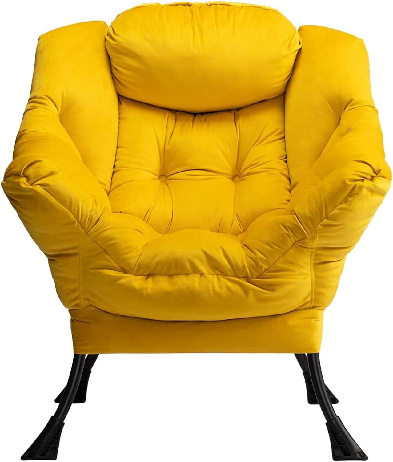 Armchair Accent Chair Lazy Chair Lounge Chair with Armrests Modern Velvet Fabric Leisure Sofa Chair with Steel Frame, Yellow