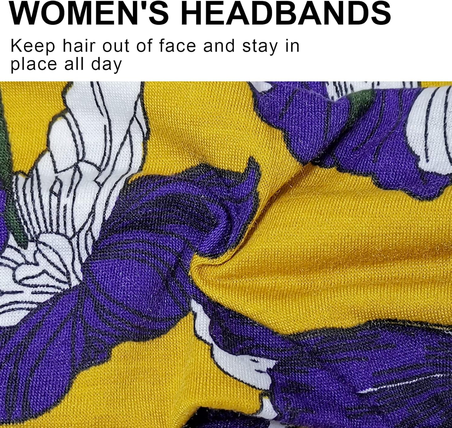 Wide Headbands for Women'S Hair Headband Soft Head Bands Adult Women Hairband Turban Flower Cotton Head Band Everyday Yoga Sport Fitness