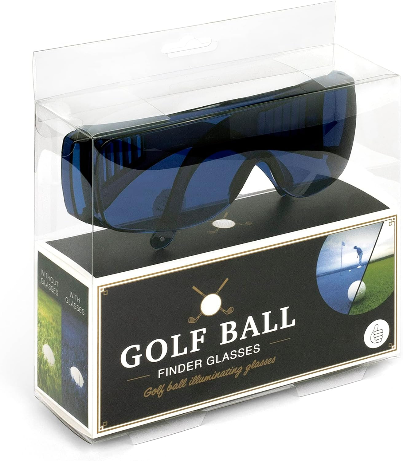 Original Golf Ball Finder Glasses, Blue Tinted Lens Illuminates White, Comes with Carry Pouch, Gift for Golfing Men & Women – Thumbsup!