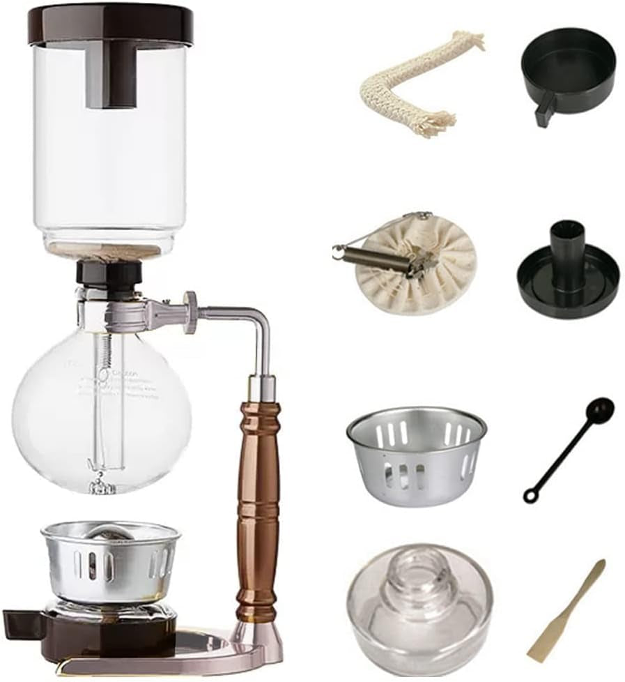 5 Cup Syphon Maker Vacuum Coffee Maker for Brewing Coffee and Tea with Extended Handle