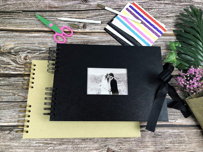 Scrapbook Photo Album with Black Scrapbook Kit 80 Pages A4 Craft Paper DIY Hardcover for Wedding Memory Book Valentines