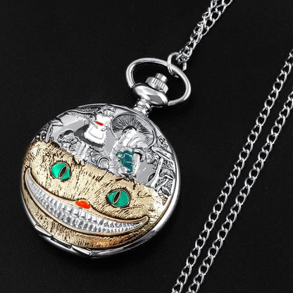 Alice in Wonderland Pocket Watch Alice Dial Roman Numerals Quartz Pocket Watches with Chain Christmas Birthday Gifts