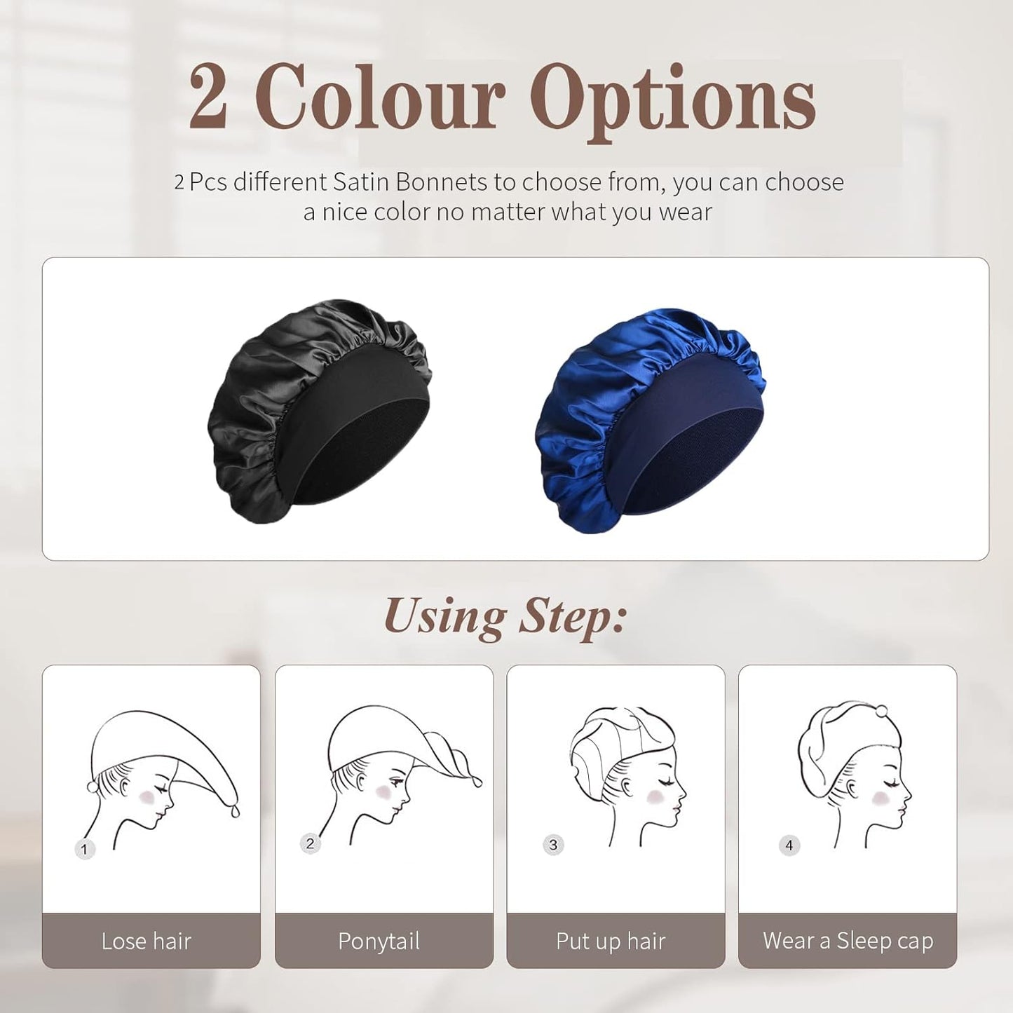 Silk Bonnet Satin Bonnet, Silk Hair Wrap for Sleeping, Soft and Comfortable Silk Sleep Cap