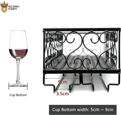 ® W-612 Metal Black Wall Hanging Mounted Wine Champagne Glass Goblets Stemware Rack Holder, 80 X 20 Cm Hold up to 18 Bottles Wine and 18 Cups Glasses