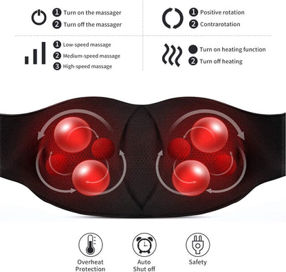 Neck Massager, Deep Tissue 3D Kneading, by , Portable, with Heat, Shiatsu Massager for Neck, Back, Shoulder, Foot and Leg, at Home and Car, Comfort Gifts for Women and Men (Black)