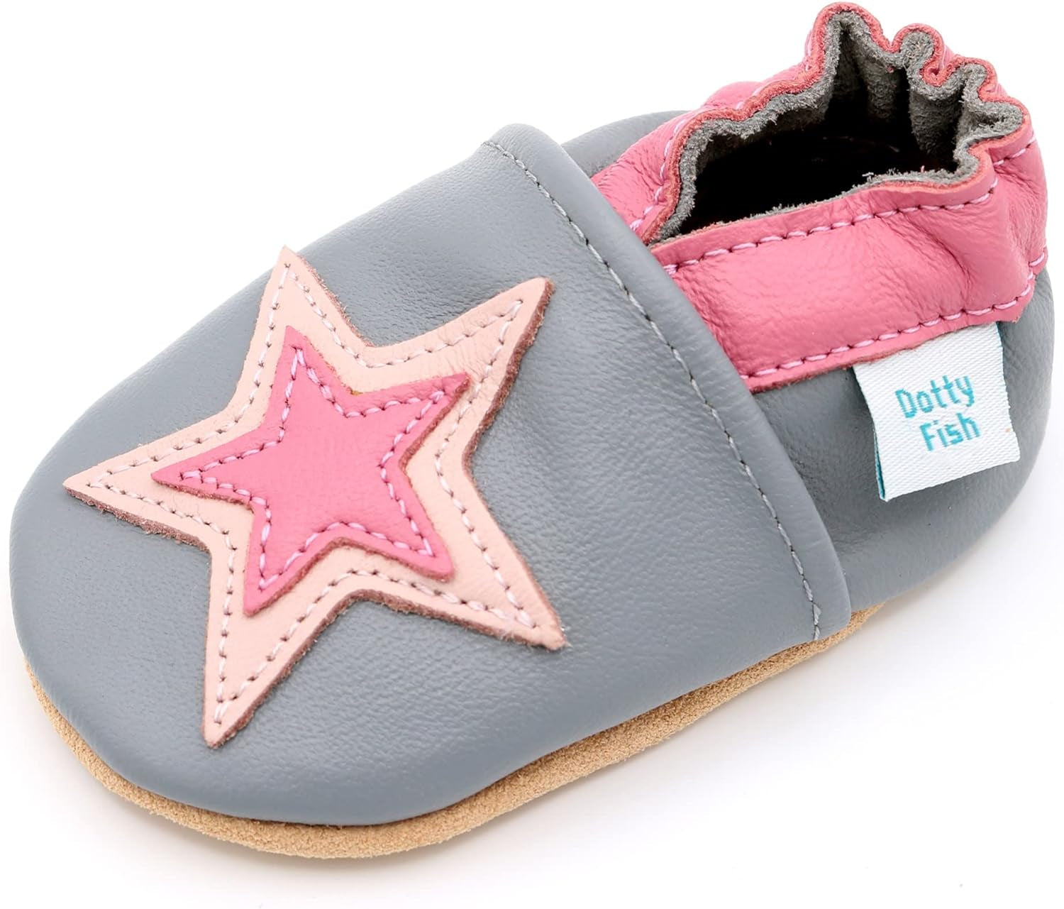 Soft Leather Baby Shoes. Toddler Shoes. Non Slip Suede Soles. Girls Shoes with Flowers, Stars, Hearts. 0-6 Months - 4-5 Years