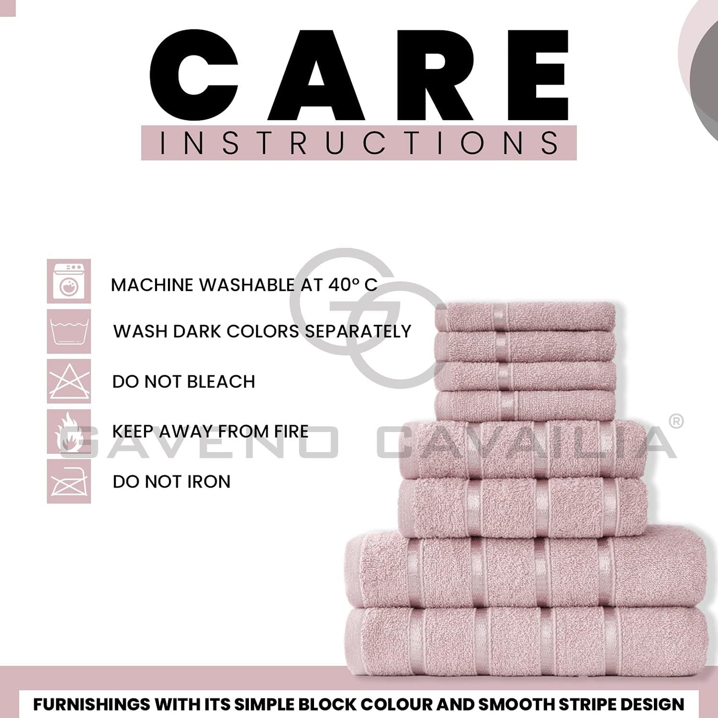 8 Piece Towel Bale Set - Egyptian Cotton | Face Towel | Hand Towel | Bath Towel | - Quick Dry & Highly Absorbent Towels Blush Pink - Washable Towels for Bathroom