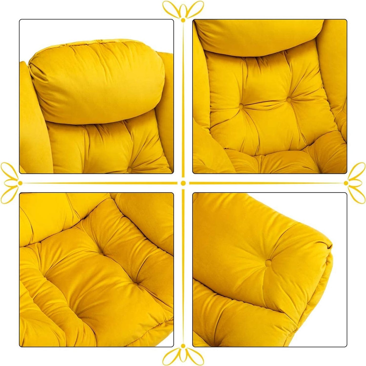 Armchair Accent Chair Lazy Chair Lounge Chair with Armrests Modern Velvet Fabric Leisure Sofa Chair with Steel Frame, Yellow